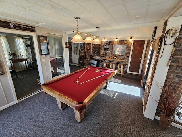 501 Monticello Dr, Vincennes, IN 47591 - rec room featuring bar area, pool table, and carpet floors
