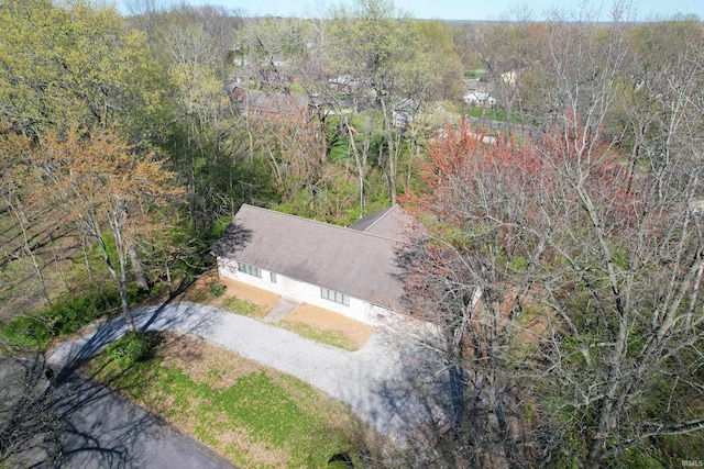 402 Easy St, Mount Carmel, IL 62863 - birds eye view of property featuring a forest view