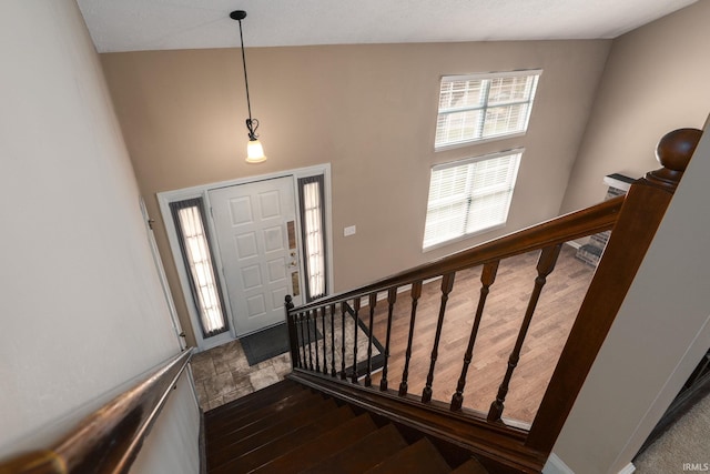 526 Cambridge Dr, Kokomo, IN 46902 - foyer featuring dark wood-style floors and stairs