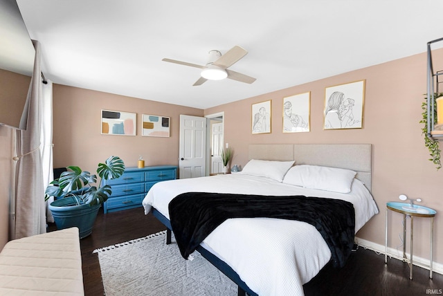 4707 Old Mill Rd, Fort Wayne, IN 46807 - bedroom with wood finished floors, ceiling fan, and baseboards