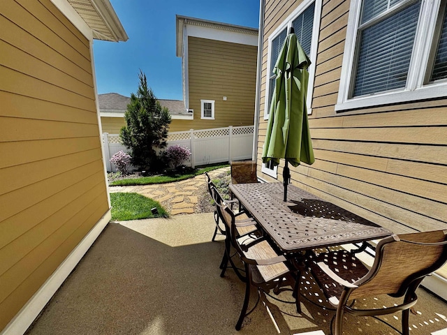 view of patio / terrace with fence and outdoor dining area