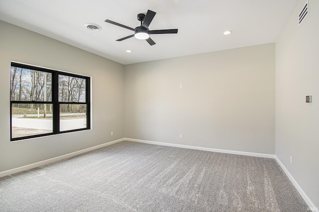 8342 S Sr 17 Hwy, Plymouth, IN 46563 - empty room with carpet flooring, visible vents, baseboards, and ceiling fan
