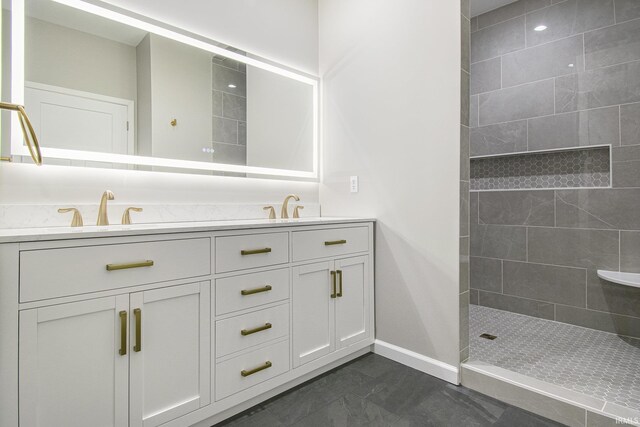 8342 S Sr 17 Hwy, Plymouth, IN 46563 - full bath featuring walk in shower, double vanity, baseboards, and a sink