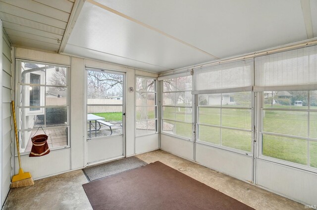 view of unfurnished sunroom