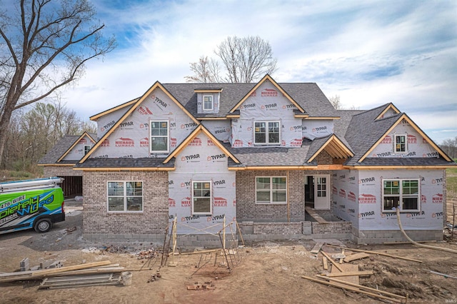 4092 Cottonwood Dr, Victoria Woods, IN 47601 - property in mid-construction featuring a shingled roof and brick siding