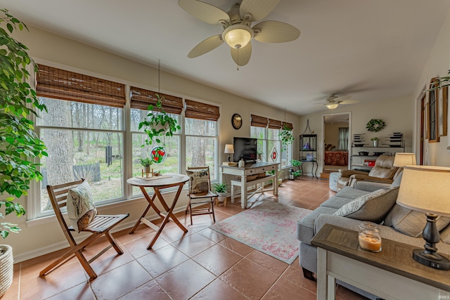 379 Pleasant View Dr, Evansville, IN 47711 - living area with ceiling fan, baseboards, and tile patterned flooring