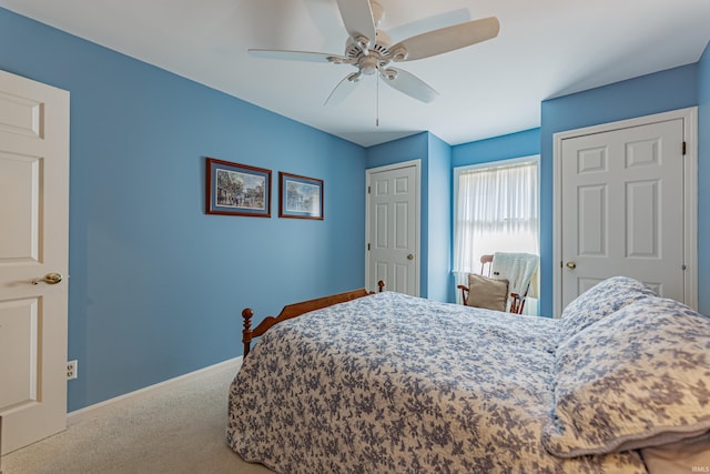 379 Pleasant View Dr, Evansville, IN 47711 - bedroom featuring a closet, carpet flooring, baseboards, and ceiling fan