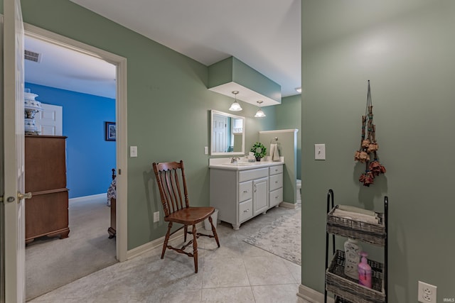 379 Pleasant View Dr, Evansville, IN 47711 - bathroom with tile patterned flooring, vanity, visible vents, and toilet