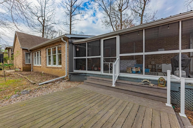 379 Pleasant View Dr, Evansville, IN 47711 - wooden deck featuring a sunroom and grilling area