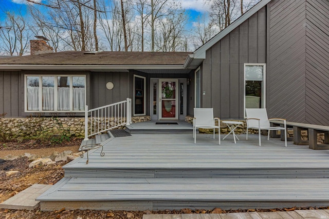 379 Pleasant View Dr, Evansville, IN 47711 - rear view of house with board and batten siding and a chimney