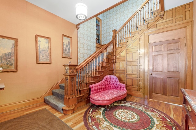 328 W Market St, Bluffton, IN 46714 - staircase featuring wood finished floors