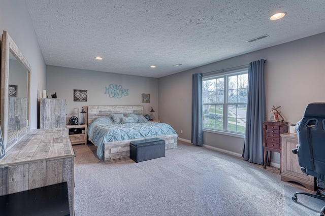 9919 Blyth Dr, Evansville, IN 47725 - bedroom featuring recessed lighting, carpet flooring, visible vents, and a textured ceiling
