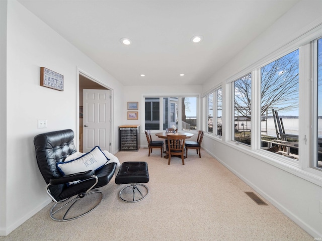 11523 N Crowdale Dr, Syracuse, IN 46567 - sunroom with visible vents, baseboards, recessed lighting, and carpet