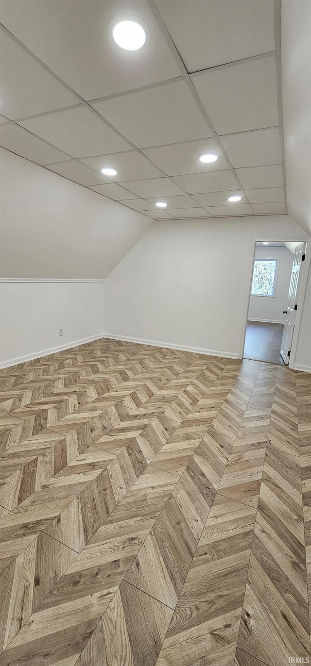 910 Harriet St, Evansville, IN 47710 - interior space with baseboards, recessed lighting, and vaulted ceiling