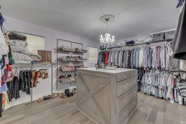 8780 N Old State Road 37th Rd, Bloomington, IN 47408 - spacious closet featuring visible vents, a notable chandelier, and light wood-style floors