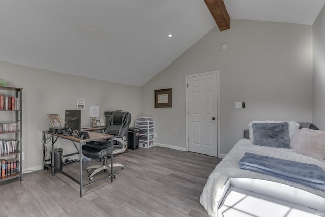 8780 N Old State Road 37th Rd, Bloomington, IN 47408 - office space with beam ceiling, baseboards, high vaulted ceiling, and wood finished floors