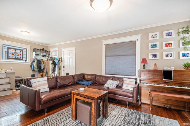 1069 Riverside Dr, South Bend, IN 46616 - living area with wood-type flooring and ornamental molding
