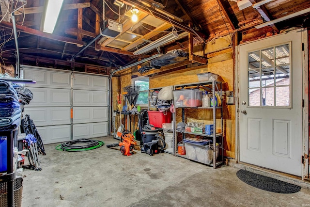 garage with a garage door opener
