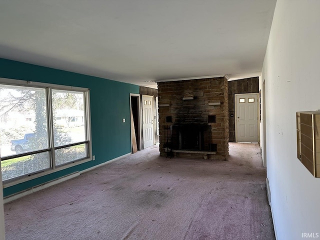 1501 Lafayette St, Valparaiso, IN 46383 - unfurnished living room with a large fireplace and carpet floors