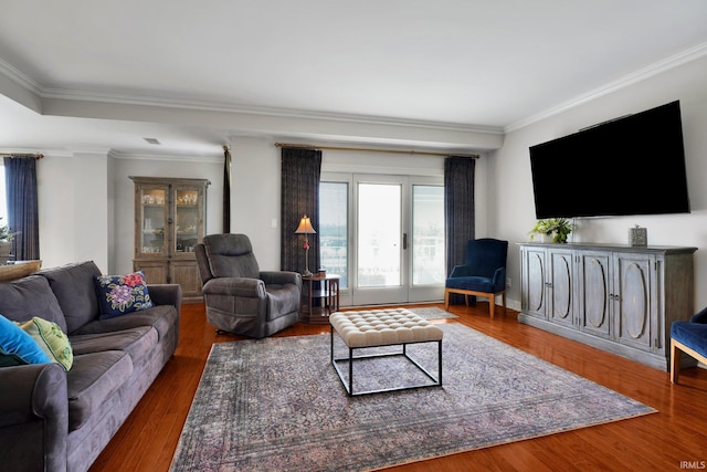 100 NW First St Unit 205, Evansville, IN 47708 - living room with ornamental molding and wood finished floors