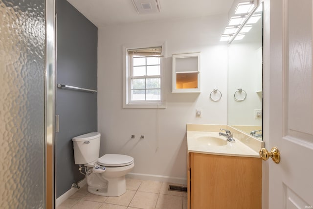 full bathroom with visible vents, toilet, tile patterned flooring, and baseboards