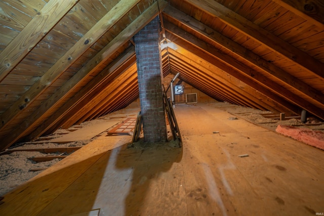 view of unfinished attic