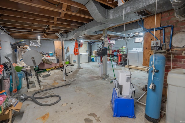 below grade area with washing machine and dryer