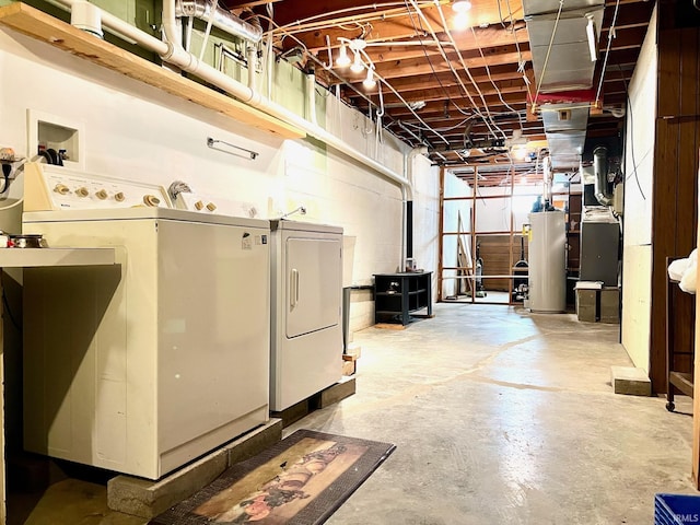 2119 Windwood Dr, Bedford, IN 47421 - unfinished below grade area with water heater and washer and clothes dryer