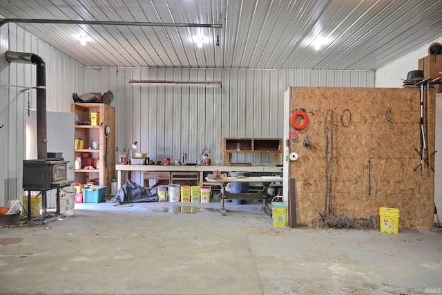 garage featuring a workshop area
