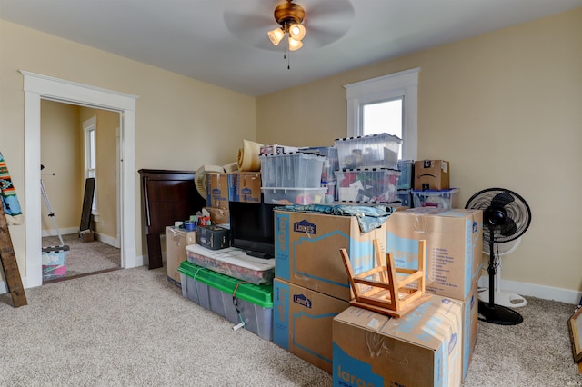 storage area with ceiling fan