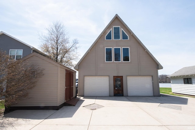 exterior space with a garage