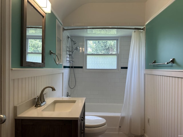 6065 Gladden Dr, Indianapolis, IN 46220 - full bath with a wealth of natural light, a wainscoted wall, and shower / bath combo