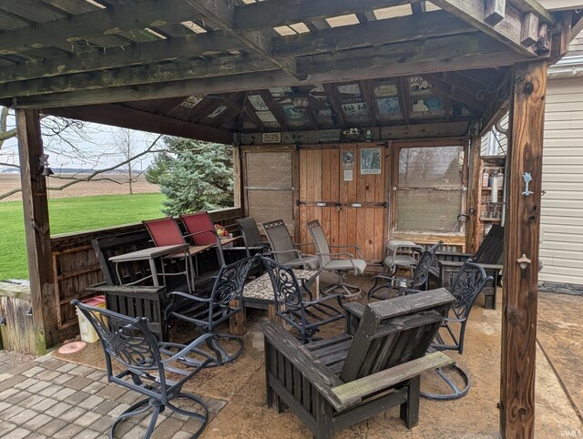 view of patio / terrace with a gazebo
