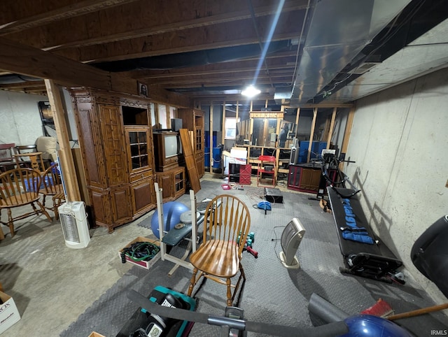 view of unfinished basement