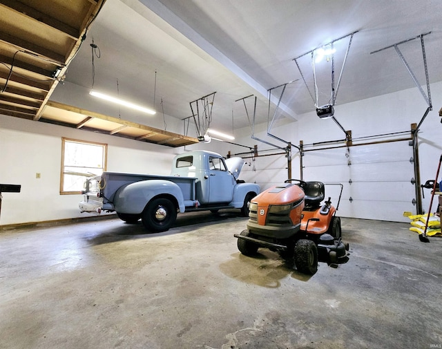 garage with a garage door opener
