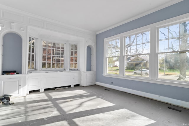 view of unfurnished sunroom