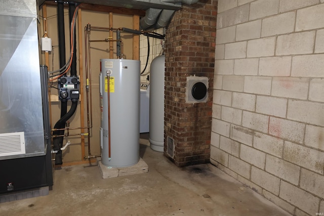 12176 E 350 N, Loogootee, IN 47553 - utility room with gas water heater and heating unit