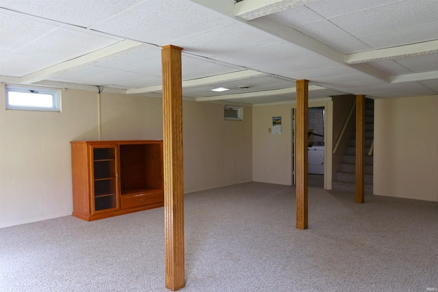 12176 E 350 N, Loogootee, IN 47553 - below grade area with washer / dryer, carpet, and stairs