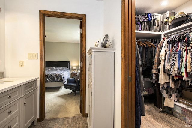 spacious closet with wood finished floors