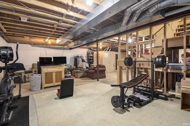 view of unfinished basement