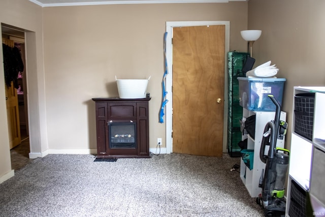 interior space with carpet floors and baseboards