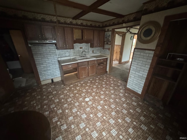 428 N Lincoln St, Oakland City, IN 47660 - kitchen with light countertops, under cabinet range hood, and a sink