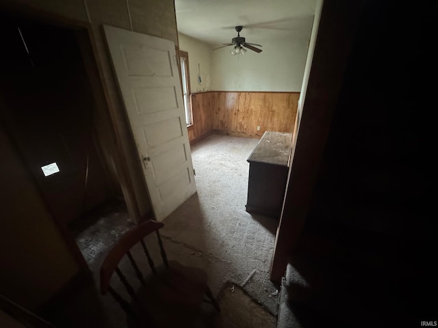 428 N Lincoln St, Oakland City, IN 47660 - hallway with wooden walls and a wainscoted wall