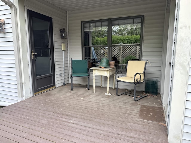 wooden terrace with covered porch