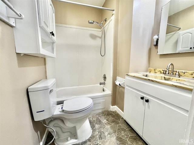 1926 W Indiana St, Evansville, IN 47712 - bathroom with bathing tub / shower combination, baseboards, vanity, and toilet