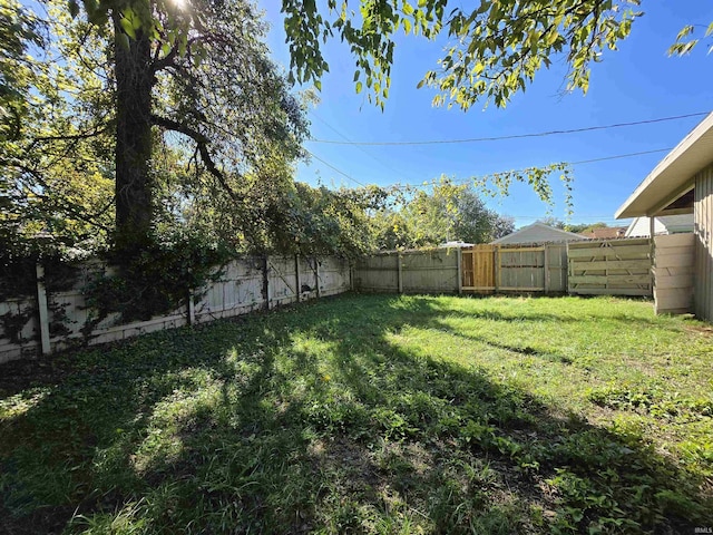 view of yard with a fenced backyard