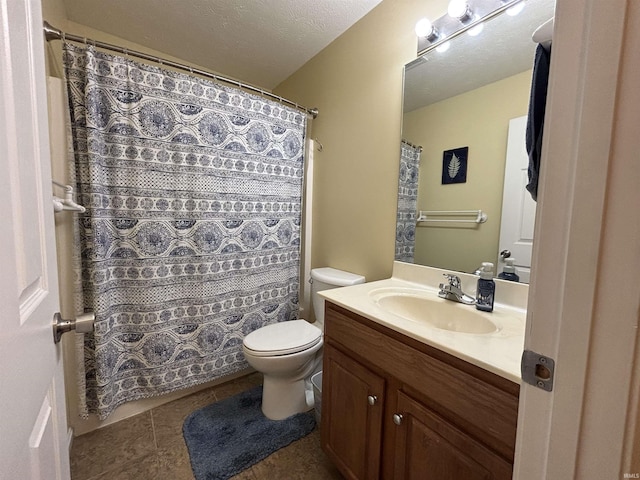 1807 Sterling Oaks Dr, Sellersburg, IN 47172 - full bathroom featuring vanity, tile patterned flooring, a textured ceiling, and toilet