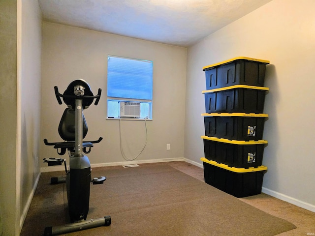 935 Fry Rd, Greenwood, IN 46142 - workout room with carpet flooring, baseboards, and cooling unit