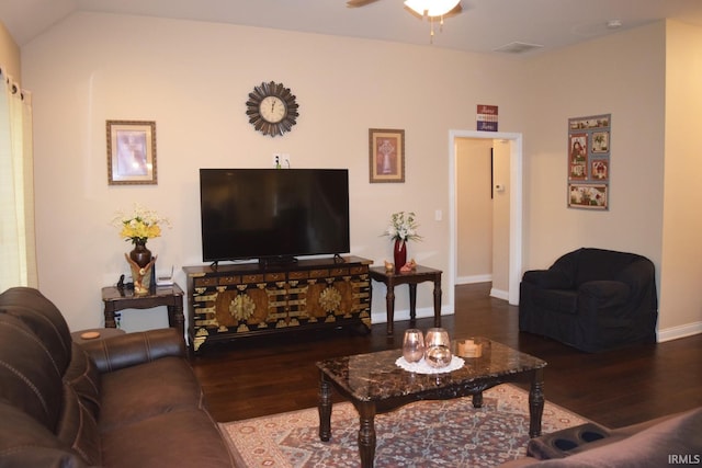 3201 Helmsford Ct, Evansville, IN 47715 - living area with wood finished floors, a ceiling fan, and baseboards