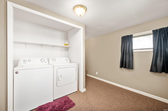 357 Mount Auburn St, Dunkirk, IN 47336 - laundry area with independent washer and dryer, carpet, baseboards, and laundry area